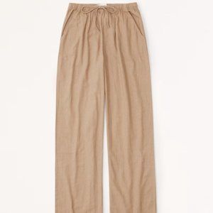 Abercrombie Wide Leg Linen Pants in White - Medium